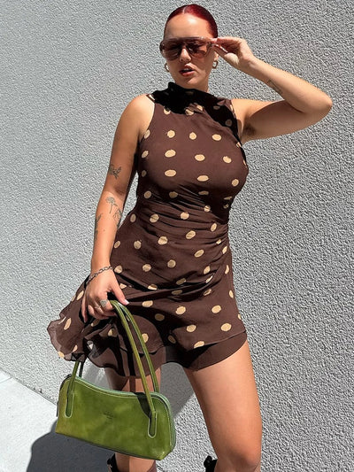 Sophie Paris® | Robe asymétrique à pois sans manches