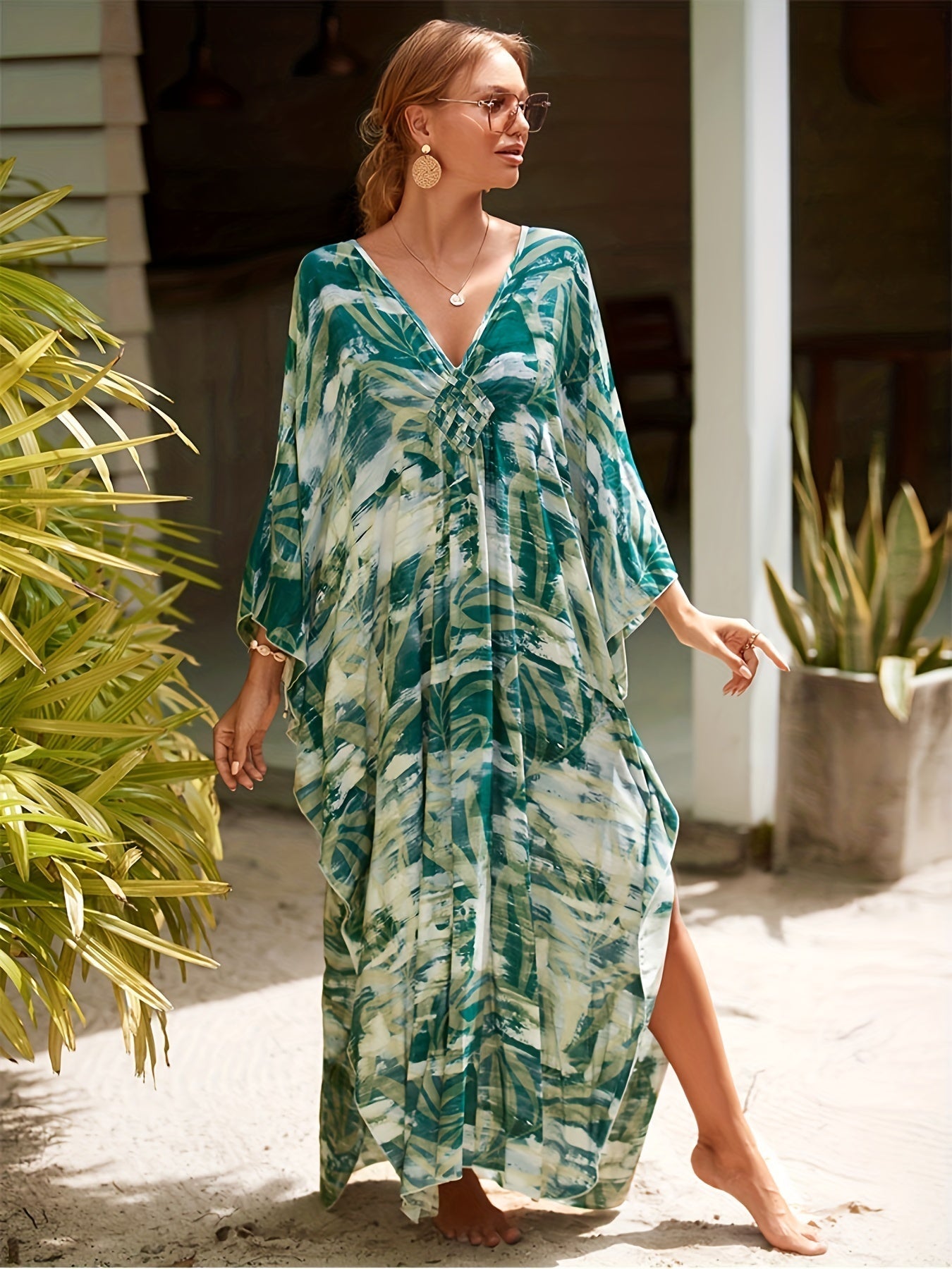 Robe Maxi Tropicale en Bambou pour Complexe Balnéaire