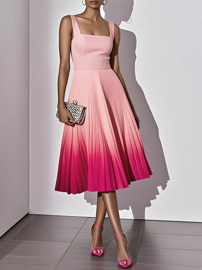 Robe mi-longue classique plissée sans manches