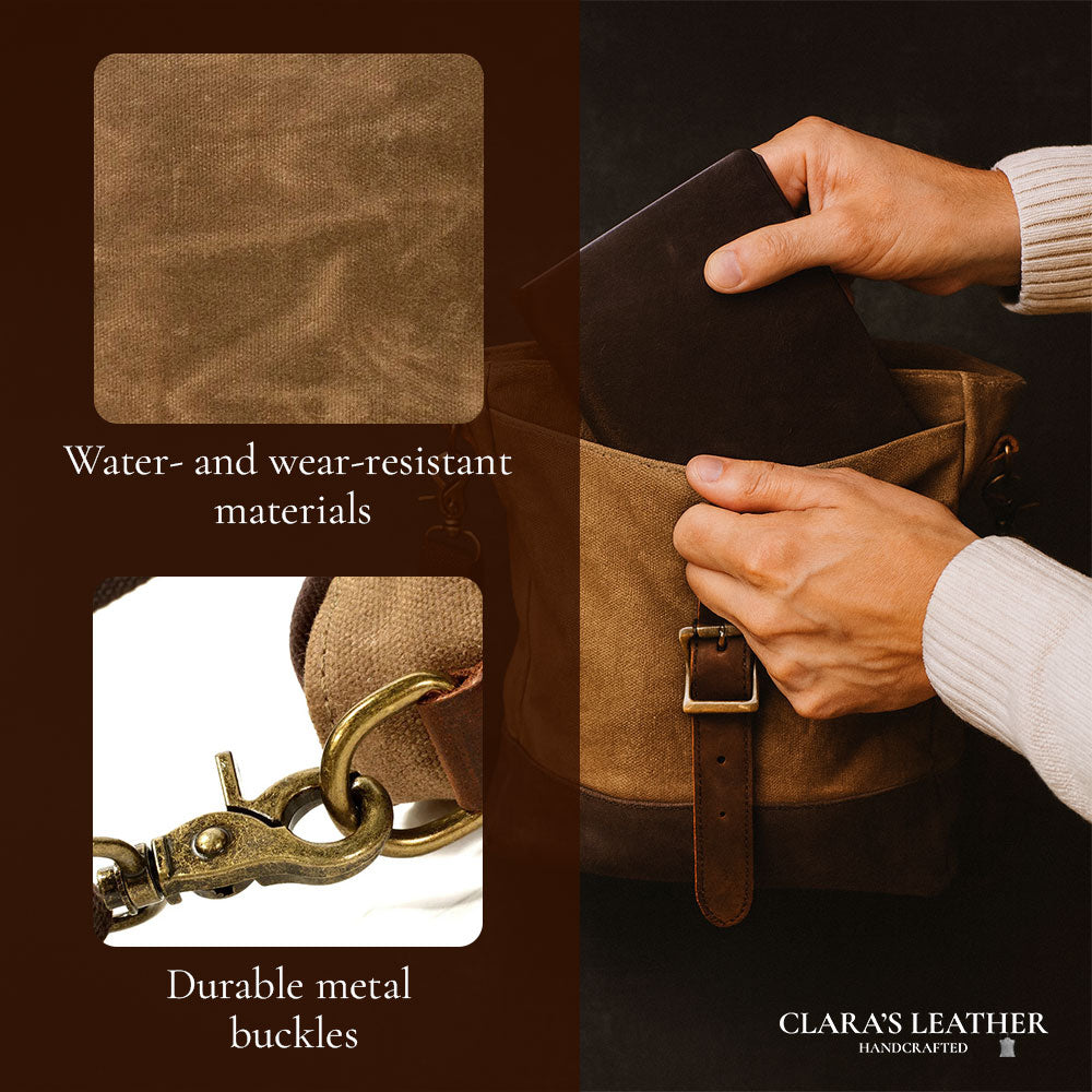 William - Petit Sac Bandoulière en Toile et Cuir