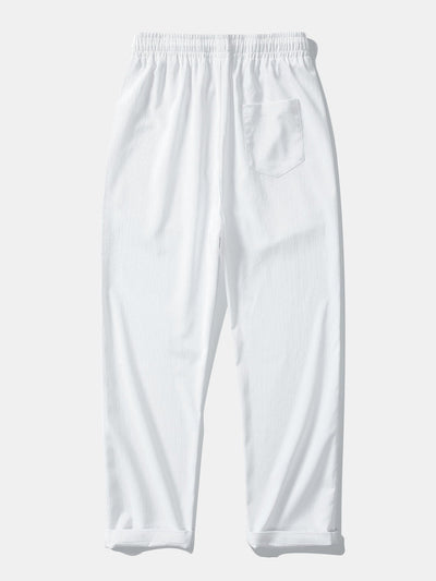 Texture Jacquard Cuban Shirt & Wrinkle Textured Straight Leg Pants