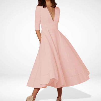Robe midi évasée décolleté pour Femme – Shana