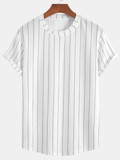 Stripe Textured Arc Hem T-Shirt
