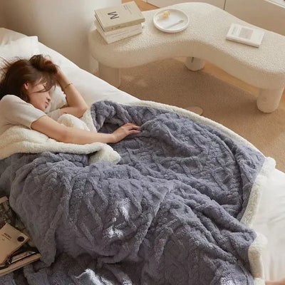 WarmWool - Couverture hiver laine d’agneau épaisse