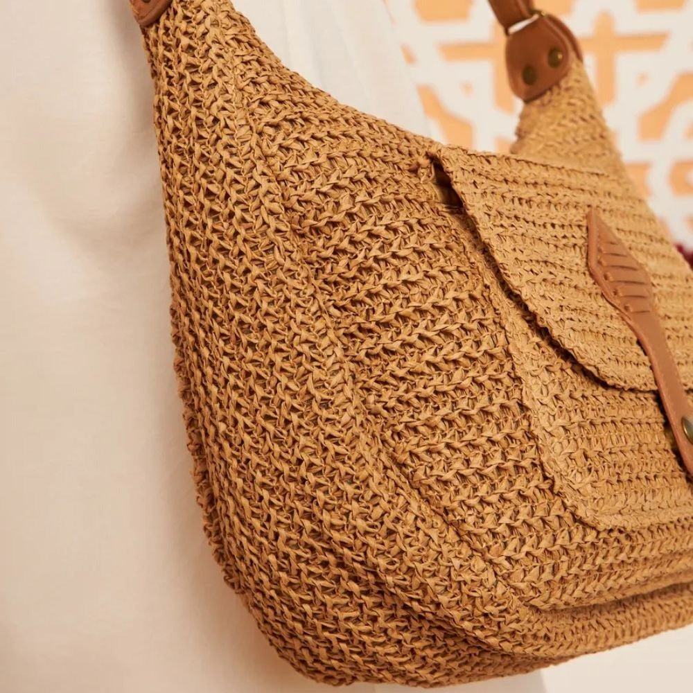 Solène sac en paille avec poche extérieure