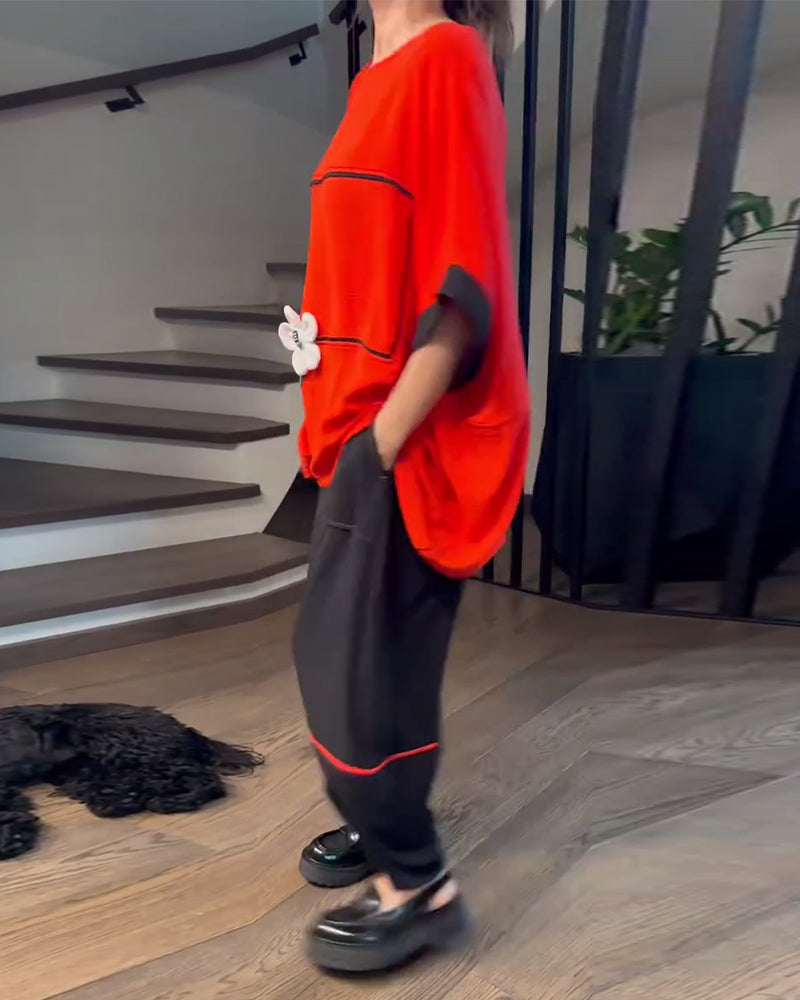 Set Bloomers Amples Casual Color-Blocking