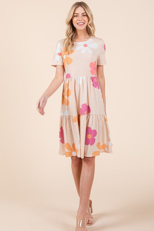 Sophie Paris® | Robe à volants Bombom Floral avec col rond