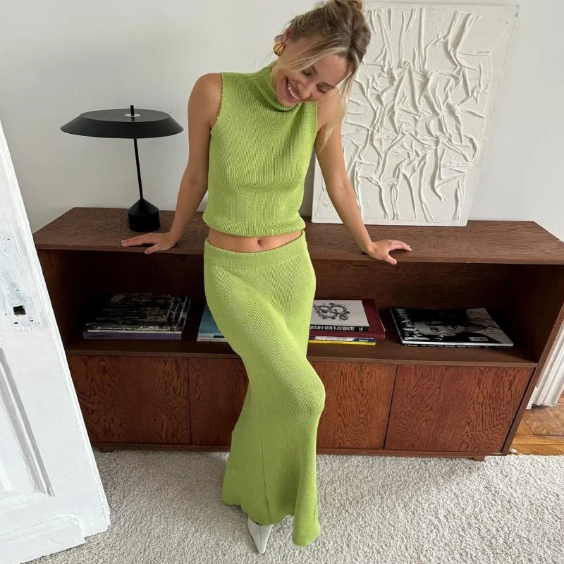 Sophie Paris® | Robe longue sans manches en maille douce