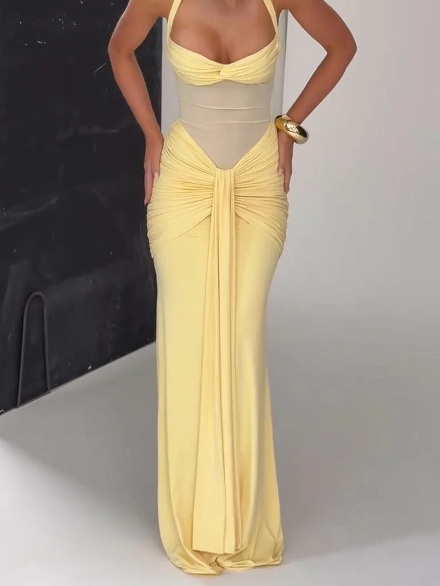 Robe slim patchwork en maille chic