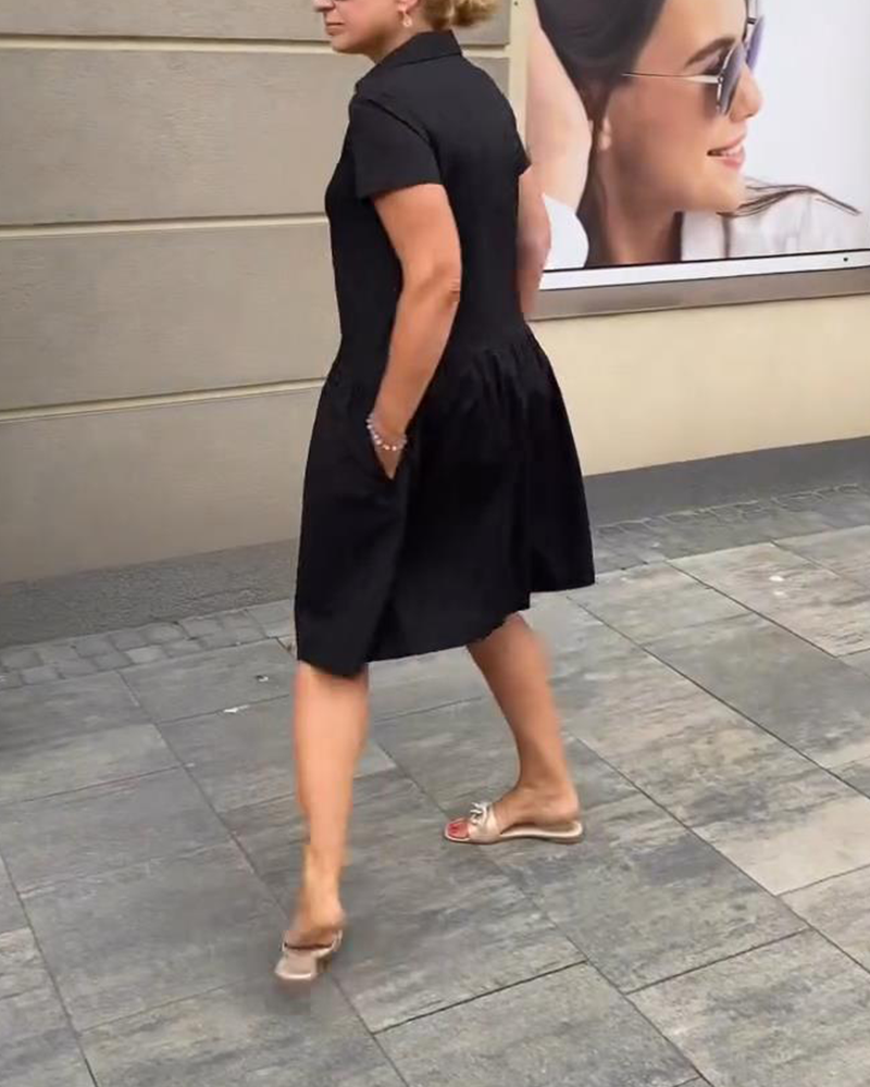 Robe Revers Demi-Zip Uni A-Ligne