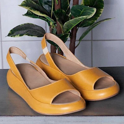 Sandales Slingback à Talon Coin pour Femme avec Bout Ouvert
