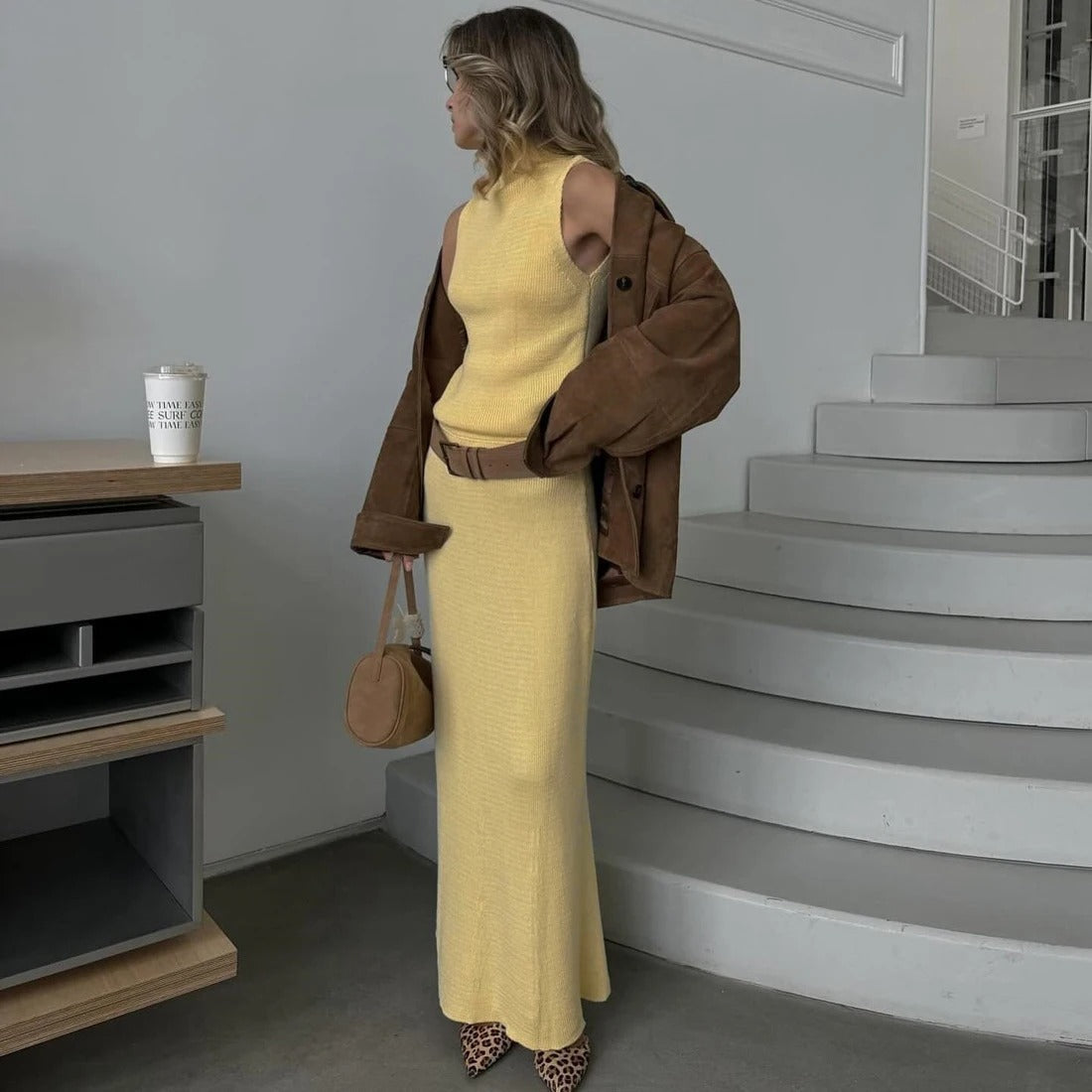 Sophie Paris® | Robe longue sans manches en maille douce