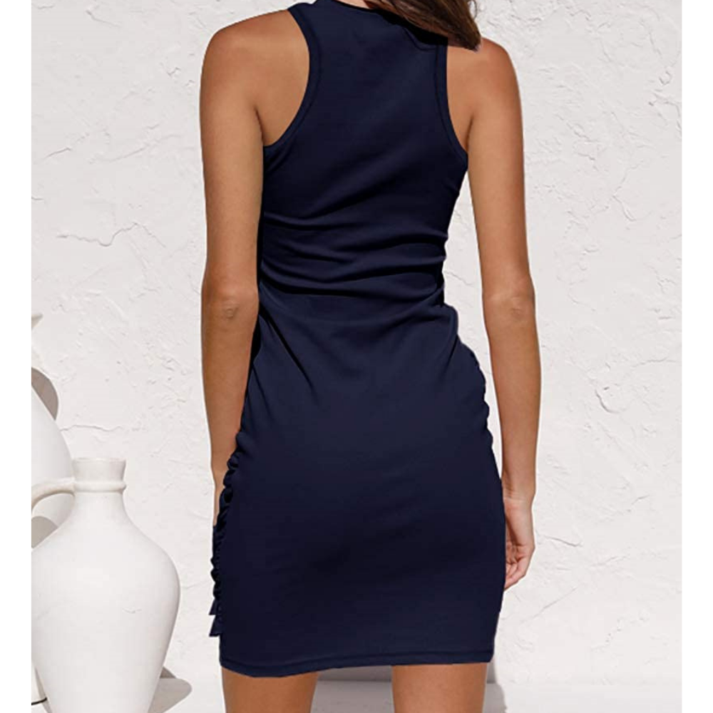 Tess™ | Robe Midi Élégante en Coton avec Nœud Latéral