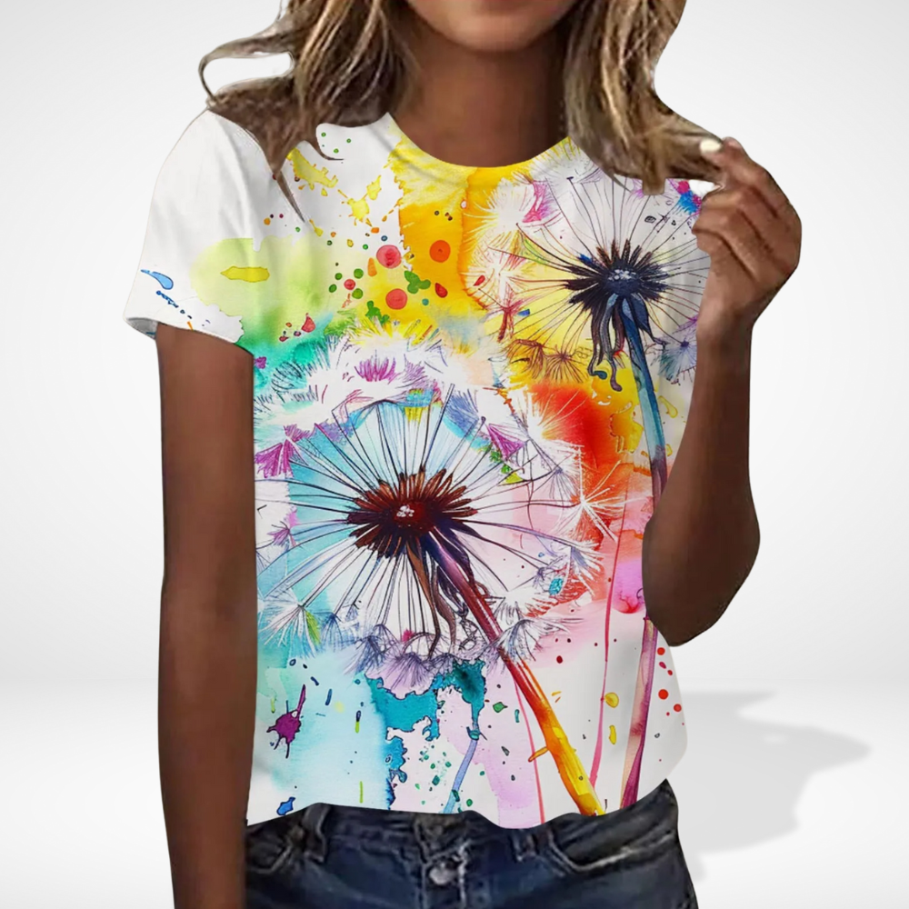 T-shirt imprimé floral aquarelle éclatant pour Femme – Karlie