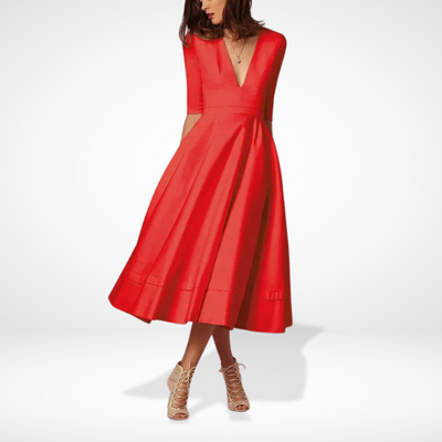 Robe midi évasée décolleté pour Femme – Shana
