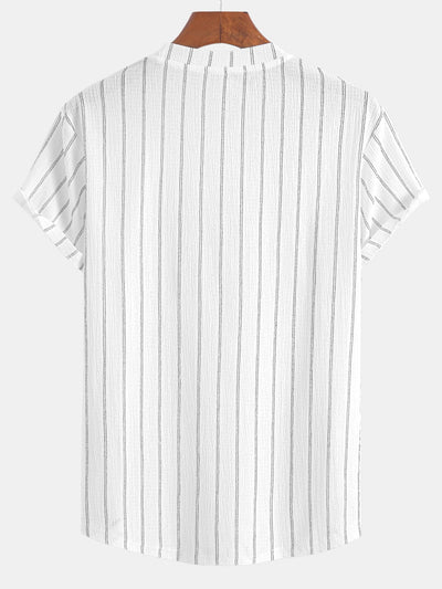 Stripe Textured Arc Hem T-Shirt