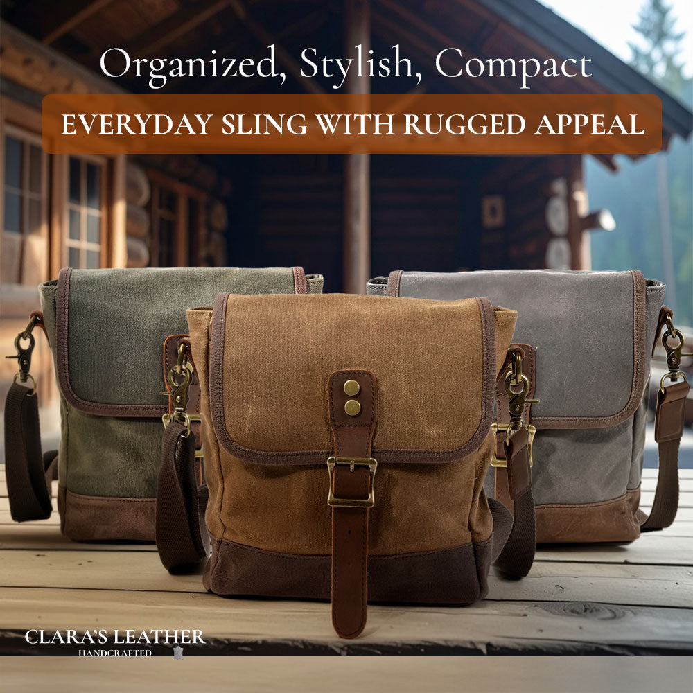 William - Petit Sac Bandoulière en Toile et Cuir