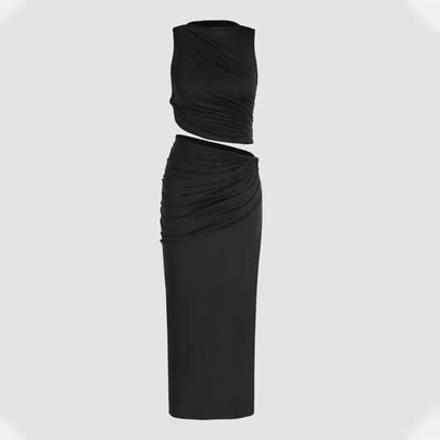 Sophie Paris® | Robe longue drapée asymétrique