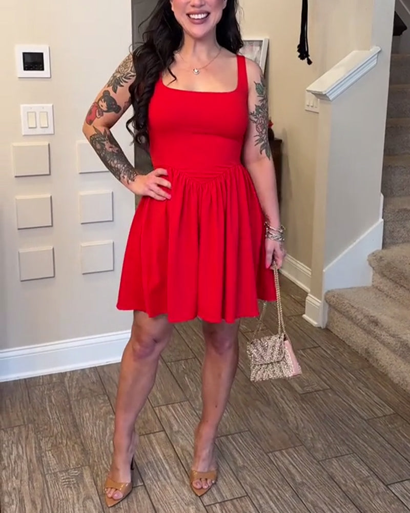 Robe Sexy Bretelles Taille A-Ligne