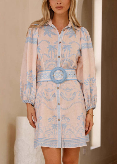 Sophie Paris® I Mini-robe en lin bleu