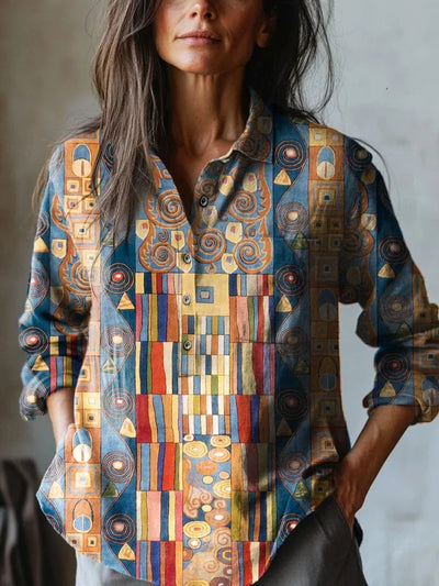 Robe portefeuille sans manches en coton avec imprimé artistique géométrique abstrait pour femmes