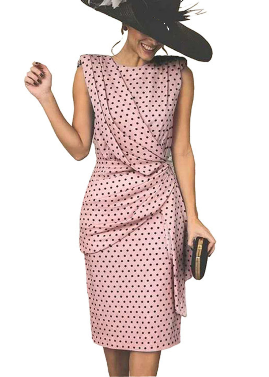 Robe portefeuille asymétrique à pois bleus bohème pour l'été