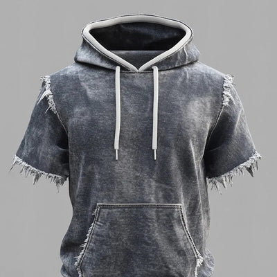 Sweat à capuche en denim délavé