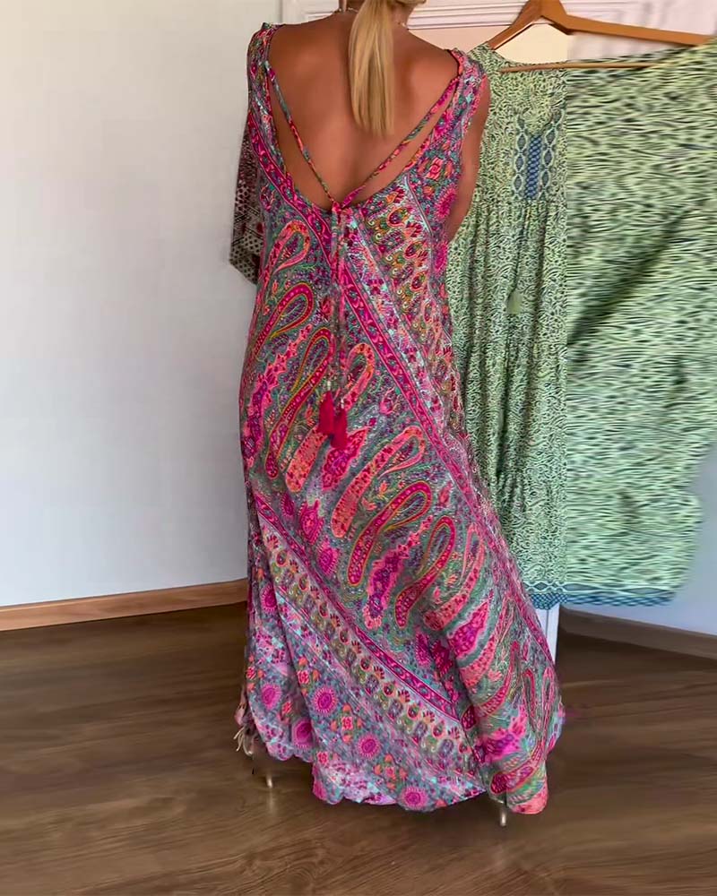 Robe Sans Manches Large Cachemire Imprimé