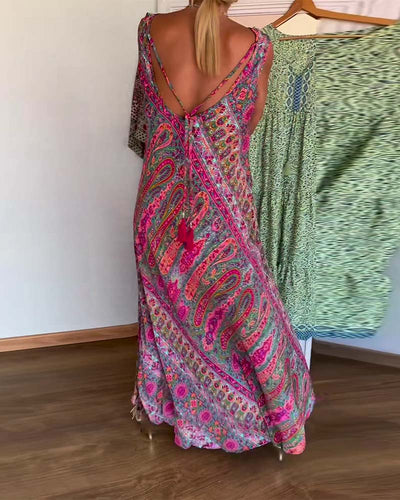 Robe Sans Manches Large Cachemire Imprimé