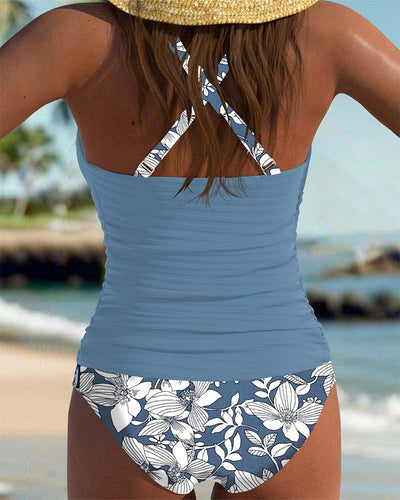 Tankini à lanières motif triangle