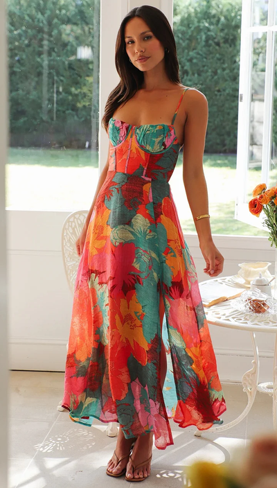 Selena | Robe Longue à Motif Floral
