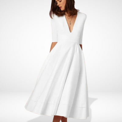 Robe midi évasée décolleté pour Femme – Shana
