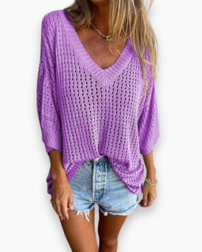 Top de loisirs élégant femme | Col en V