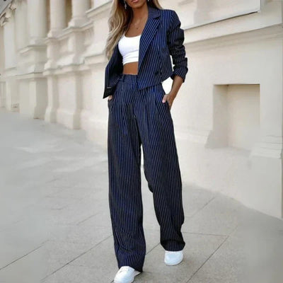 Tailleur Deux-Pièces Rayé pour Femme