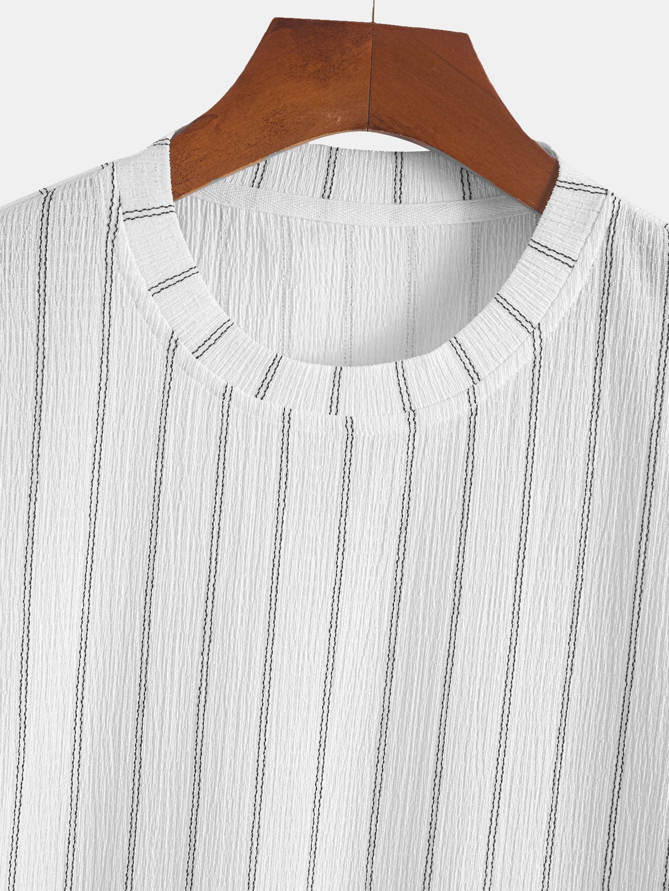 Stripe Textured Arc Hem T-Shirt
