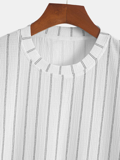 Stripe Textured Arc Hem T-Shirt