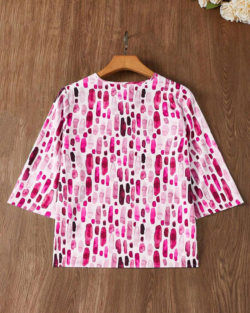 T-shirt décontracté imprimé ample col V