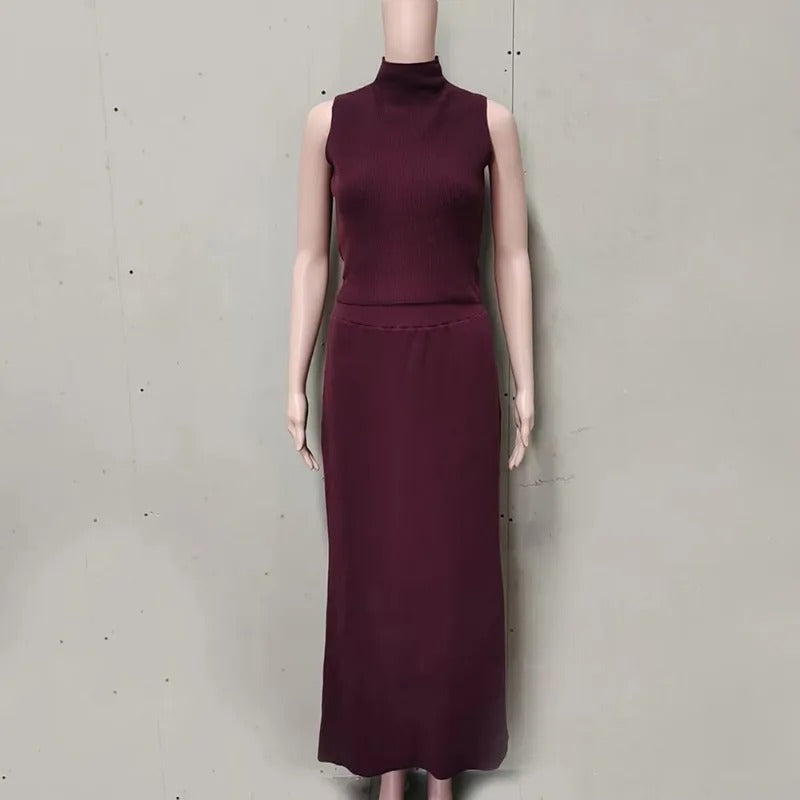 Sophie Paris® | Robe longue sans manches en maille douce