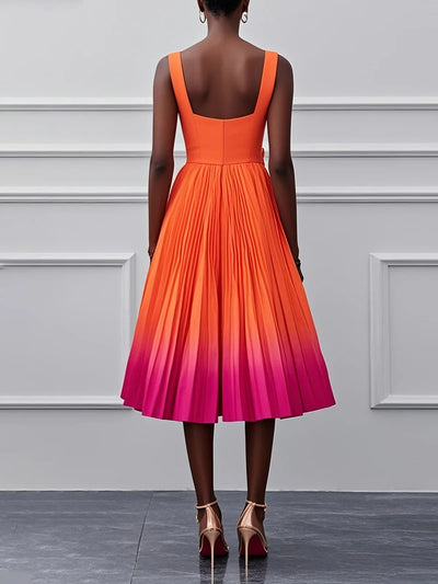 Robe mi-longue classique plissée sans manches