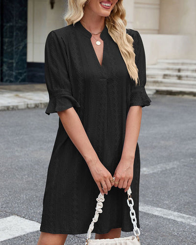 Robe Unie à Col en V