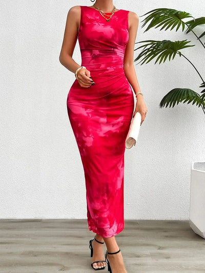 Sophie Paris® | Robe longue moulante à imprimé aquatique