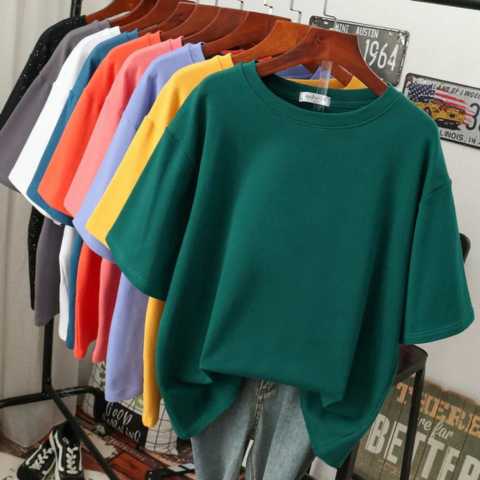 T-shirt femme en coton mélangé doux | Oversize