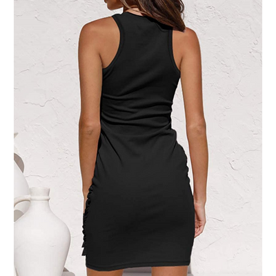 Tess™ | Robe Midi Élégante en Coton avec Nœud Latéral