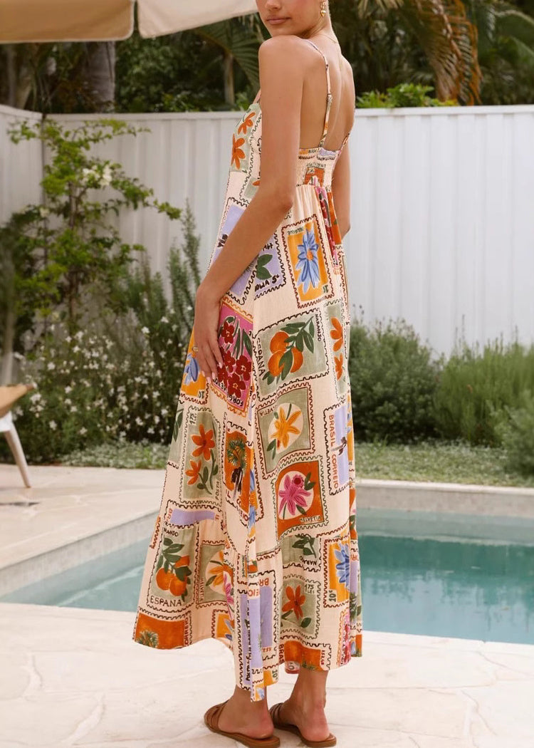 Robe sans manches à bretelles spaghetti en coton taille haute