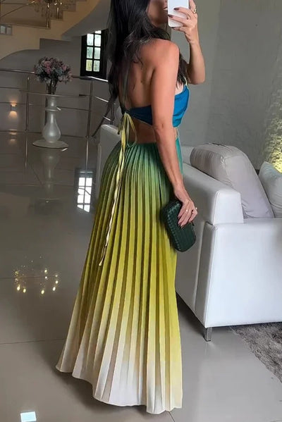 Robe longue plissée élégante