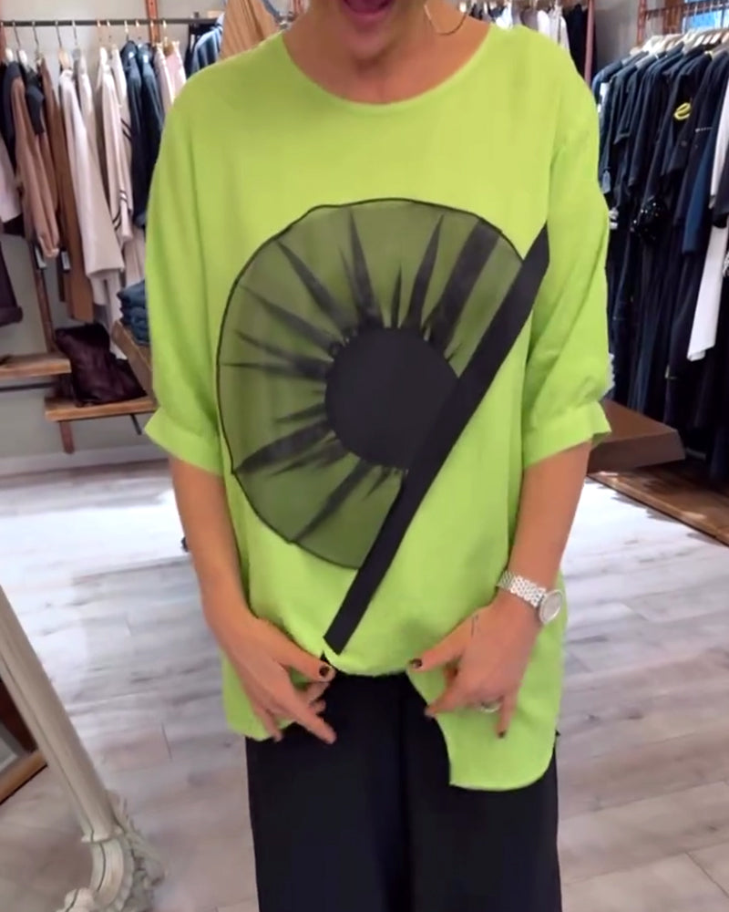 T-Shirt Imprimé Fleuri Manches Courtes Décontracté