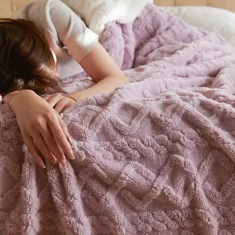 WarmWool - Couverture hiver laine d’agneau épaisse