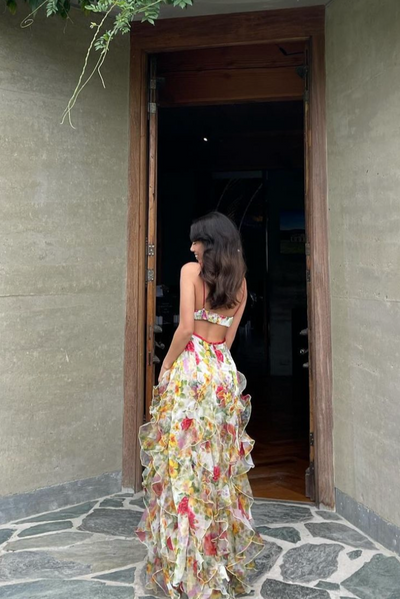 Saskia | Robe longue à volants