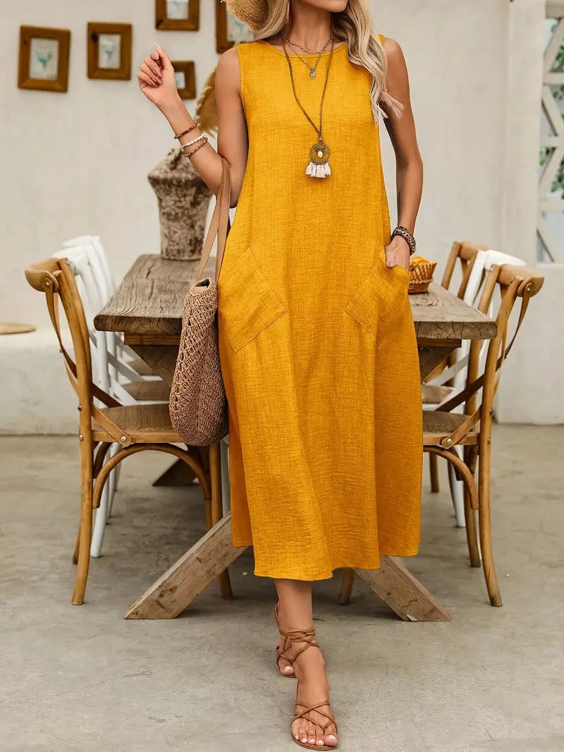 Robe sans manches unie pour femme - Style décontracté