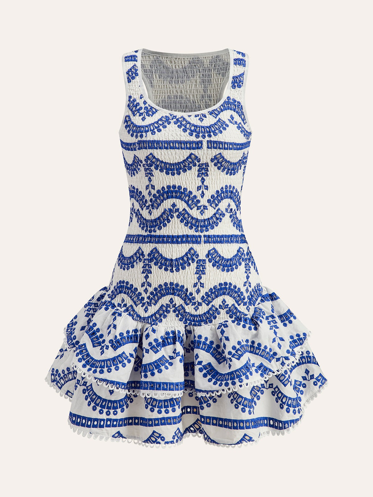 Robe sans manches brodée à volants